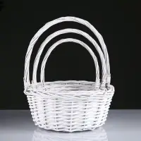 Плетёная корзина для хранения Noma, лоза, с ручкой, белая, набор 3 шт.