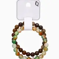Набор браслетов 2 шт. &laquo;Раухтопаз и Агат&raquo;, d=6 см, шар №8, зелёный, разноцветный