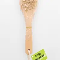 Щётка массажная для тела, из натуральной щетины, круглая, с ручкой, гладкая