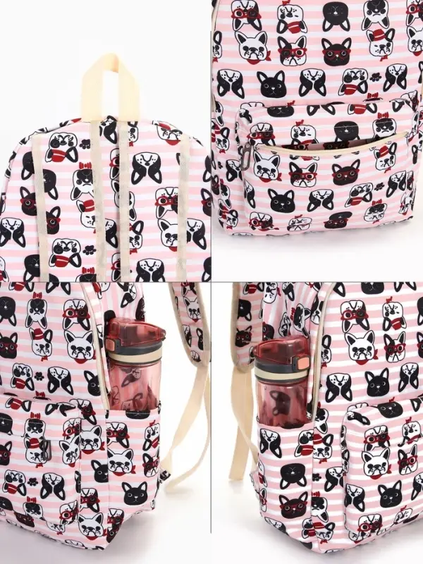Рюкзак школьный &laquo;Собачки&raquo;, с пеналом,29&times;12&times;41 см, розовый