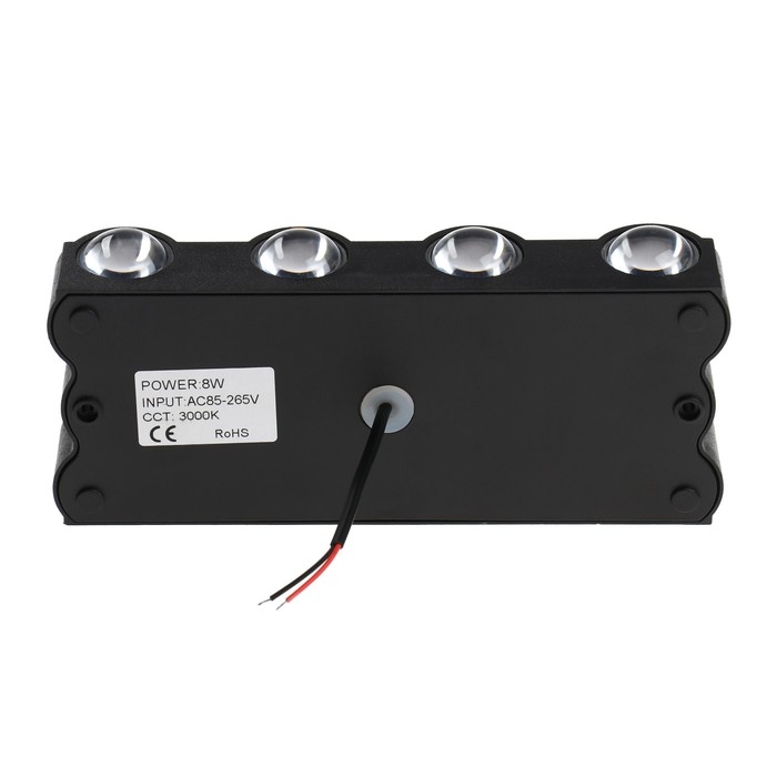 Светильник фасадный «Глосс», FSD-044, 8 Вт, 3000К, 4 луча, IP65, 220 В, пластик, черный Светильник фасадный «Глосс», FSD-044, 8 Вт, 3000К, 4 луча, IP65, 220 В, пластик, черный