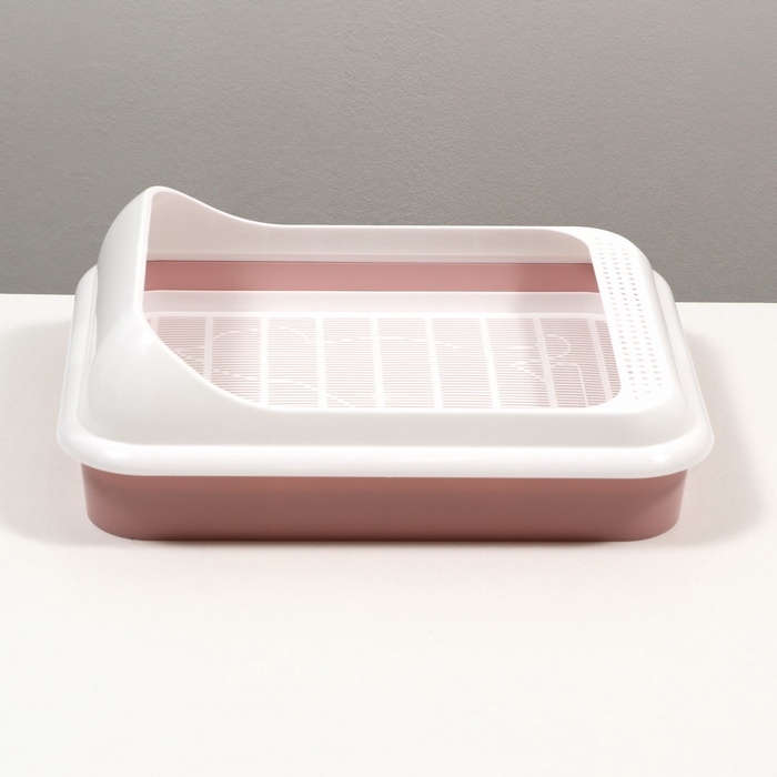 Туалет  Туалет "Лекси" для кошек, с решёткой и совком 45 х 36 х 15 см, розовый