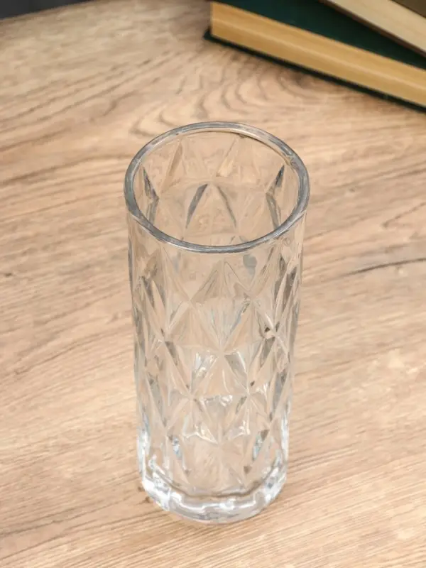 Ваза стекло настольная "Шерри" крупные ромбы, 23,5х9,5 см, прозрачный