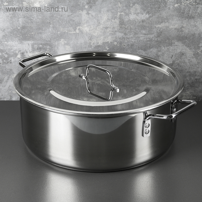 Кастрюля «Общепит», 16 л, d=40 см, h=15 см, металлическая крышка, с теплораспределительным слоем, индукция Кастрюля «Общепит», 16 л, d=40 см, h=15 см, металлическая крышка, с теплораспределительным слоем, индукция
