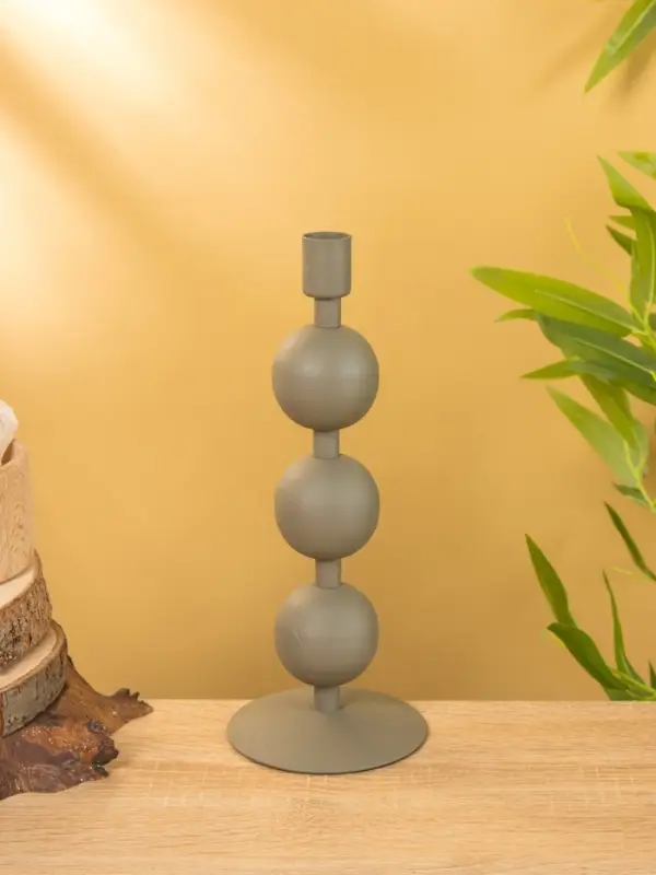 Подсвечник на 1 свечу текстурный  Подсвечник на 1 свечу текстурный "Графитовый" с 3 сферами 10х10х25 см