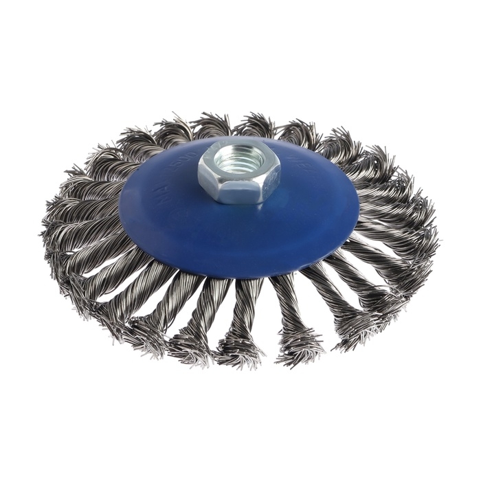 Щетка металлическая для УШМ ТУНДРА, крученая проволока,  Щетка металлическая для УШМ ТУНДРА, крученая проволока, "тарелка", М14, 125 мм