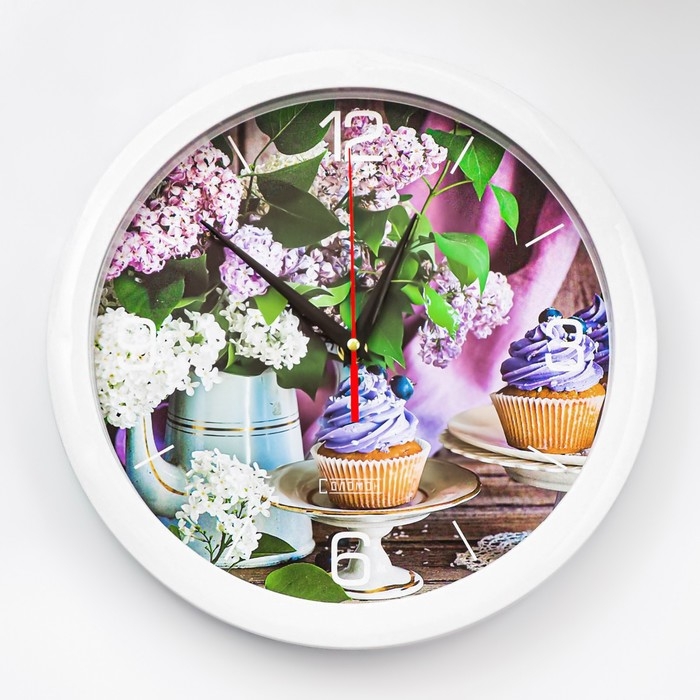 Часы настенные, d-28 см, кухонные, "Сиреневое настроение", бесшумные