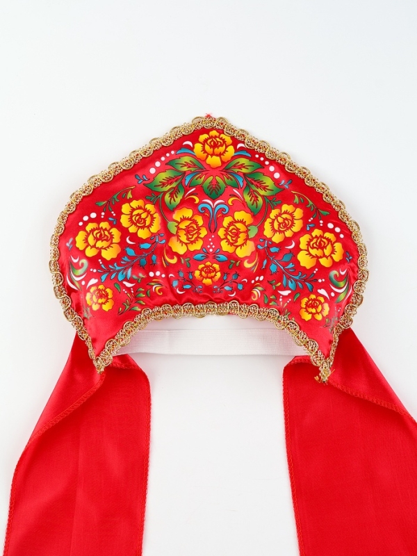 Карнавальный кокошник  Карнавальный кокошник "Красочная роспись", цвет красный, р-р 54-58