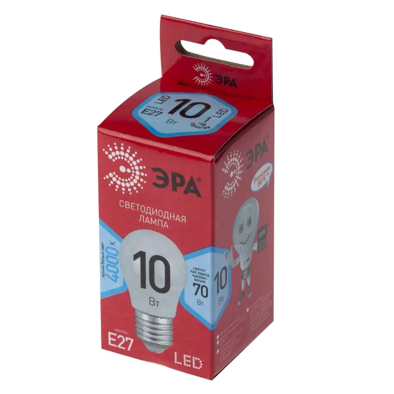 Лампа светодиодная LED 10 Вт 800Лм 4000К шар нейтральный E27 220-240В LED P45-10W-840-E27 Red Line