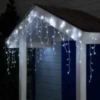 Гирлянда &laquo;Бахрома&raquo; 3&times;0.6 м, IP44, УМС, белая нить, 160 LED, свечение белое, мерцание белым, 220 В