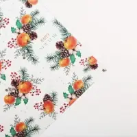 Упаковочная бумага на Новый год крафтовая &laquo;Мандариновое настроение&raquo;, 70&times;100 см