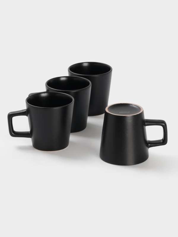 Набор кружек 4 шт Доляна 20х2 см "Гранит" 340 мл черный матовый