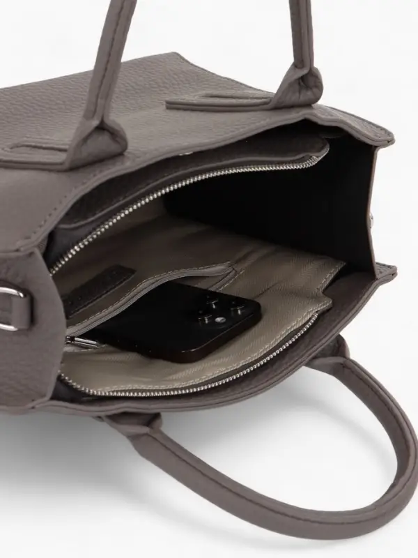 Сумка тоут TEXTURA, с длинным ремнем, средний размер, 29&times;10&times;25 см, однотонная, серая