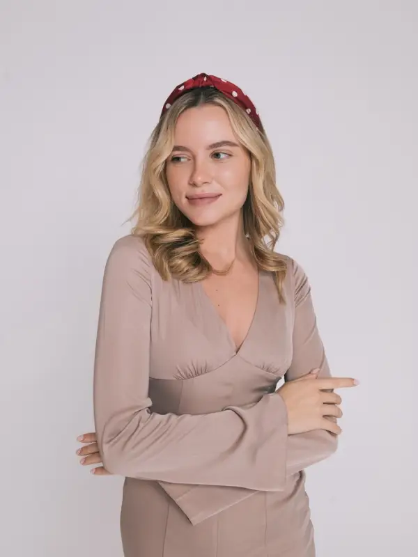 Ободок для волос QF &laquo;Кокетка&raquo;, 3 см, красный горох