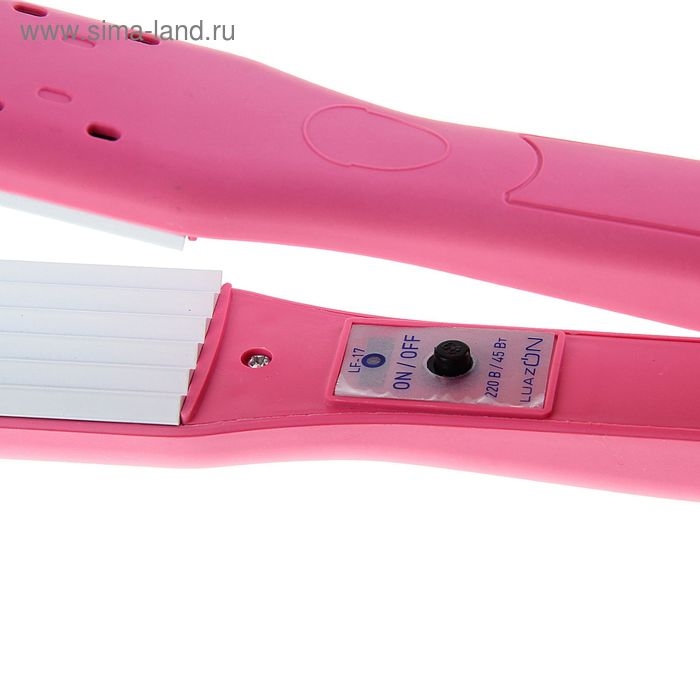 Щипцы-гофре Luazon LF-17, 45 Вт, керамическое покрытие, 35х80 мм, 160°C, розовые Щипцы-гофре Luazon LF-17, 45 Вт, керамическое покрытие, 35х80 мм, 160°C, розовые