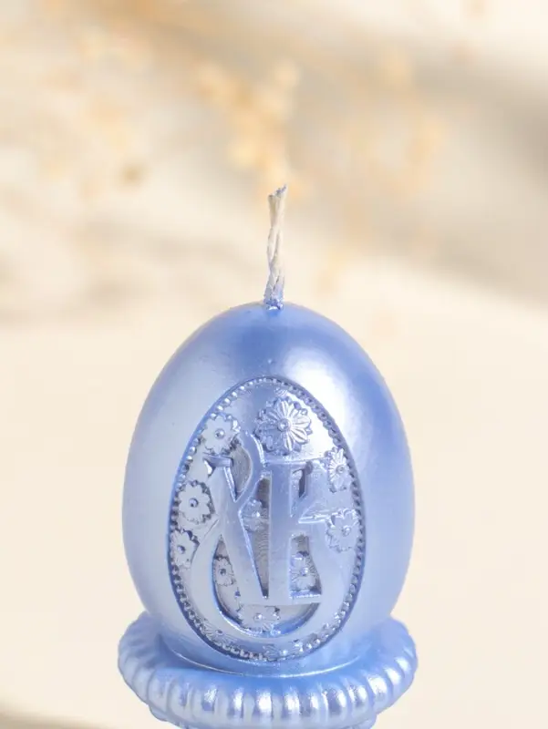Свеча пасхальная "Яйцо на подставке ХВ" 5х9 см, лак, небесно-голубой