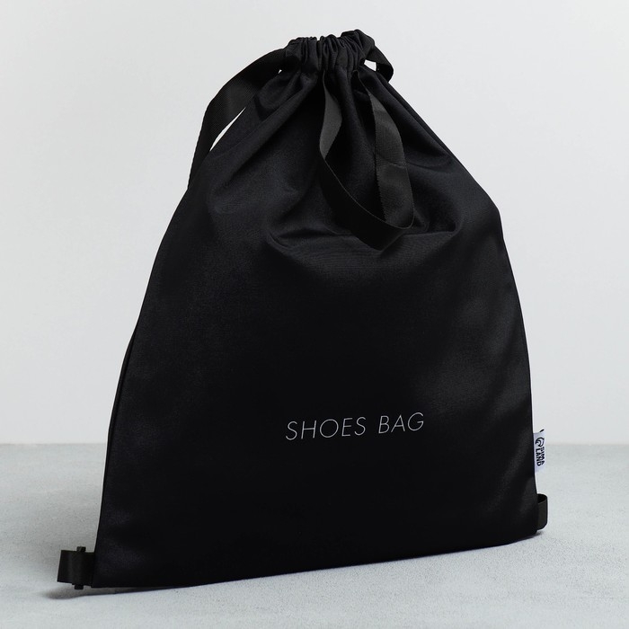 Мешок для обуви, чёрный, два вида ручек, текстиль 30×40 см Мешок для обуви, чёрный, два вида ручек, текстиль 30×40 см