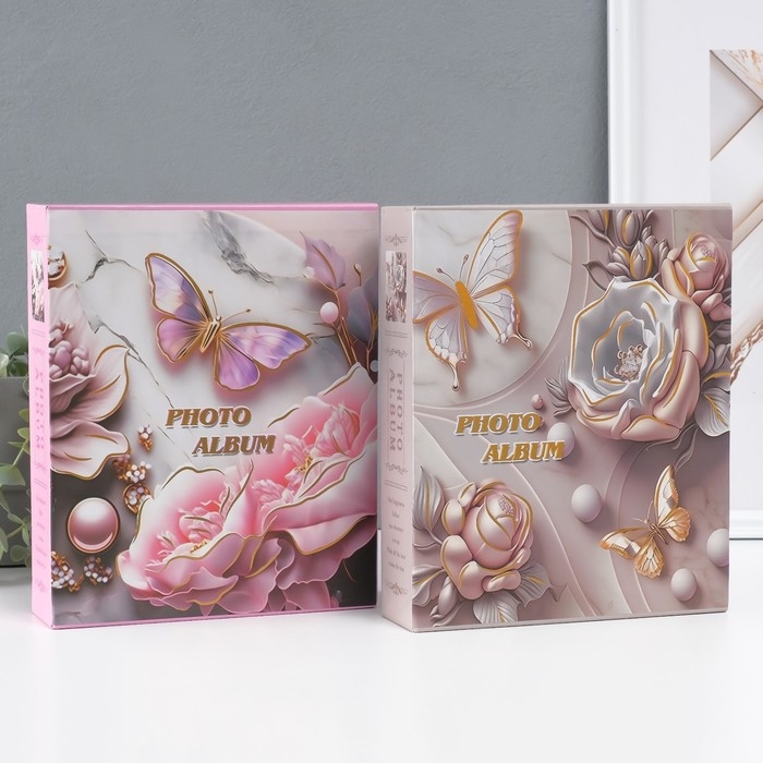 Фотоальбом на 80 фото 10х15 см Фотоальбом на 80 фото 10х15 см "Бабочка в цветах 3D" в коробке МИКС 5,3х19х23 см