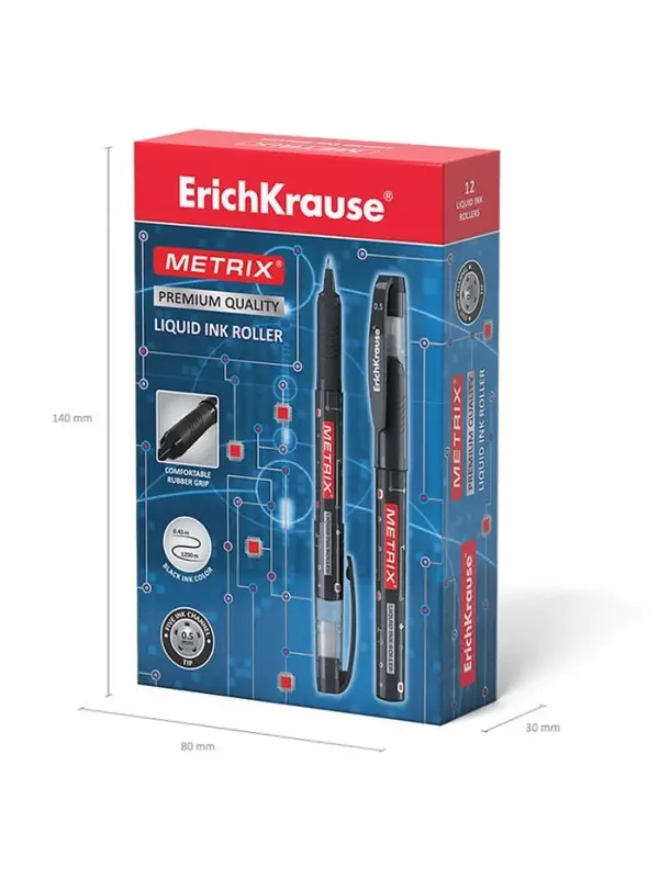 Ручка - роллер Erich Krause METRIX, узел 0.5, чернила чёрные, длина письма 1200 метров