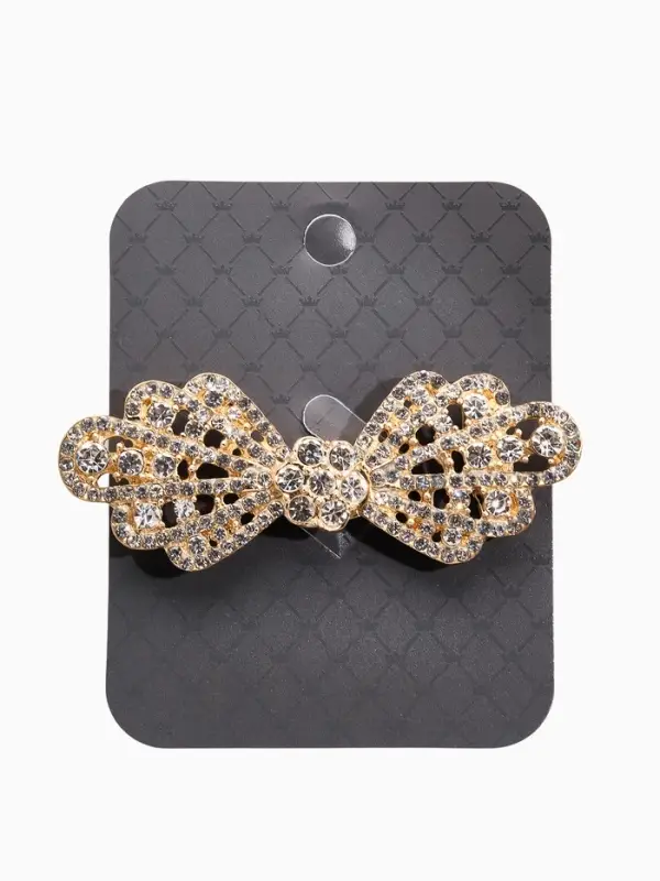 Зажим для кардигана Зажим для кардигана "Ажур", бант, цвет белый в золоте