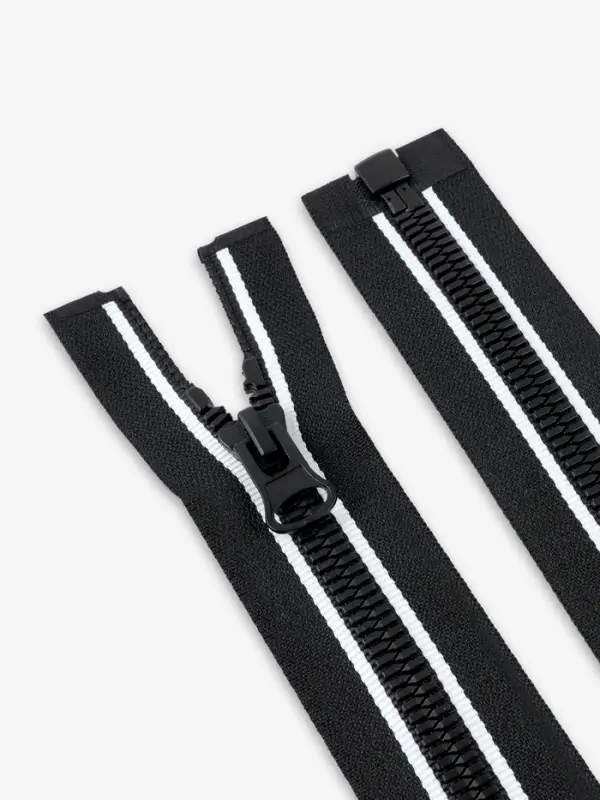 Молния &laquo;Трактор&raquo;, №8, разъёмная, замок автомат, 80 см, с белыми полосами, чёрная