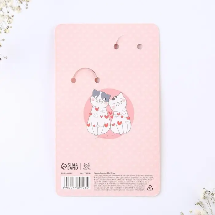 Брелок для ключей парный &laquo;ЗаМУРчательная любовь&raquo;, акриловый, 13.3&times;8