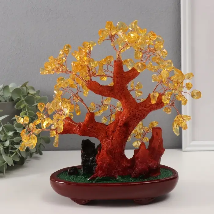 Бонсай декоративный &laquo;Янтарное денежное дерево&raquo;, 246 камней, 25&times;22&times;11 см