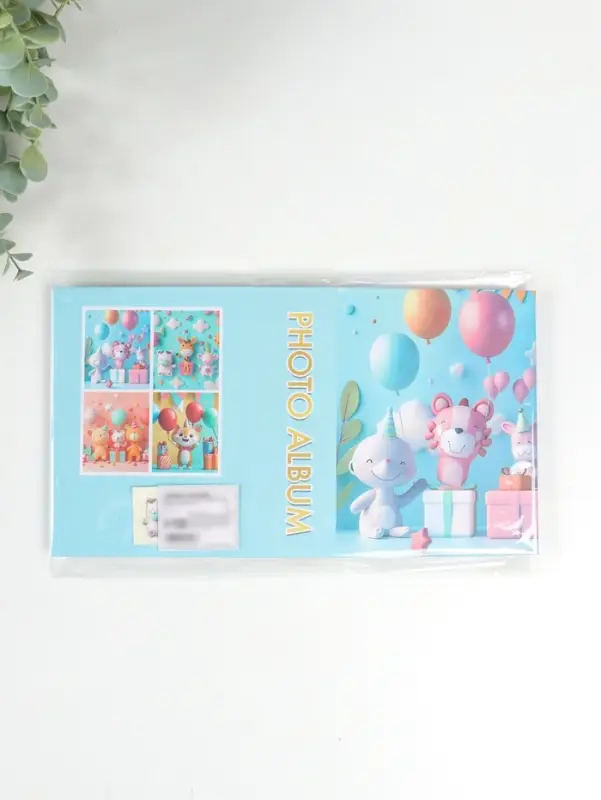 Фотоальбом на 100 фото 10х15 см "Зверята на дне рождении" 4,5х12,5х16,5 см