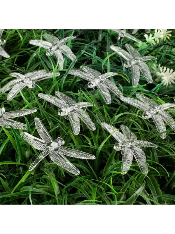 Гирлянда &laquo;Нить&raquo;, 4.5 м, уличная, с насадками &laquo;Стрекоза&raquo;, IP44, 30 LED, 2 режима, солнечная батарея, тёмная нить, свечение тёплое белое