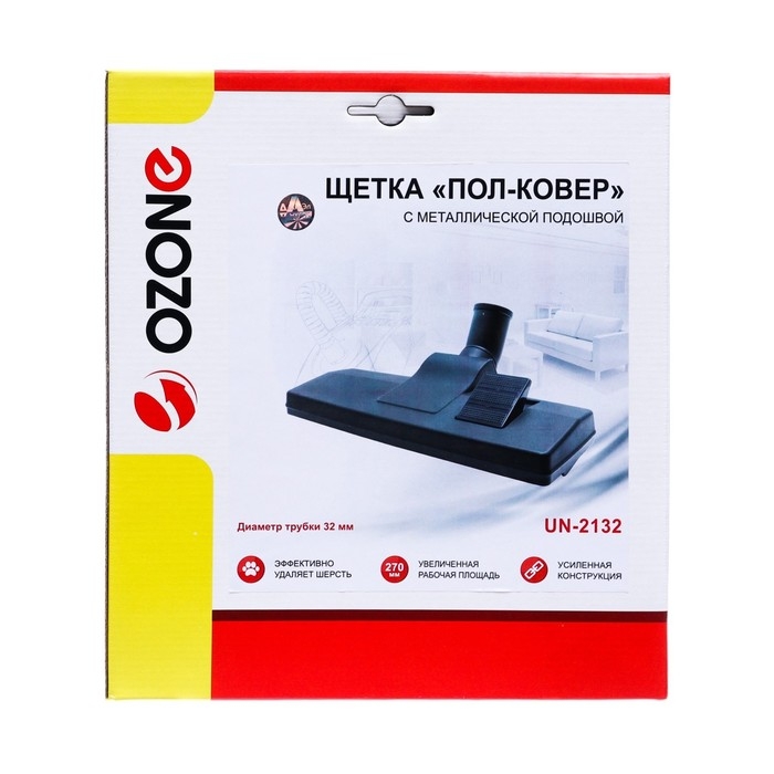 Щетка для пылесоса  Щетка для пылесоса "Пол-ковер" UN-2132 Ozone с металлической подошвой 270х95 мм, под трубку