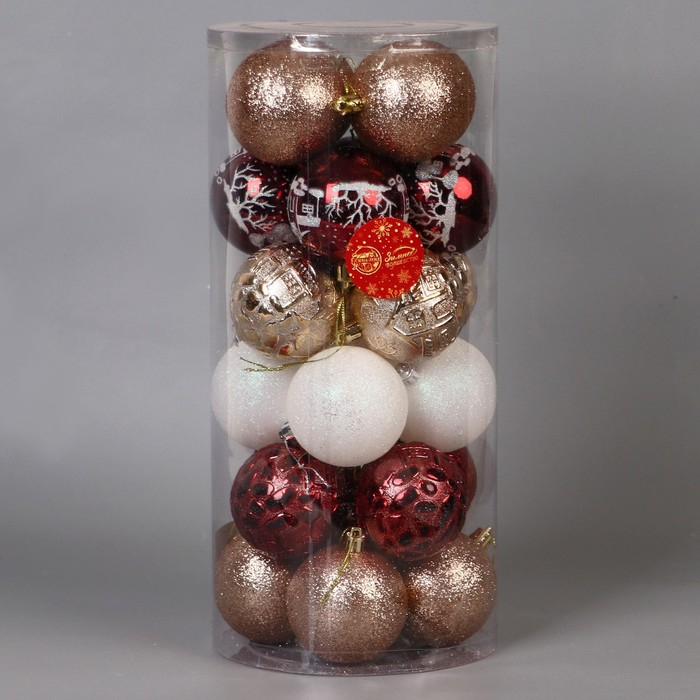 Набор шаров пластик d-7 см, 24 шт Набор шаров пластик d-7 см, 24 шт "Зимняя ночь" микс