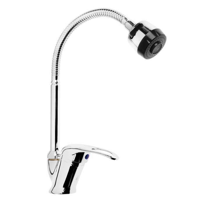 Смеситель для кухни  Смеситель для кухни "ЦС-СМ" ЭП401149, однорычажный, на шпильке, гибкий излив, хром