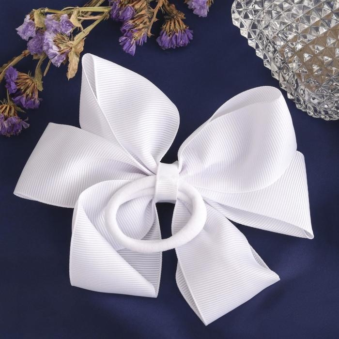 Резинка для волос Резинка для волос "Школьница" бант двойной, горох, 13 см, бело-синий