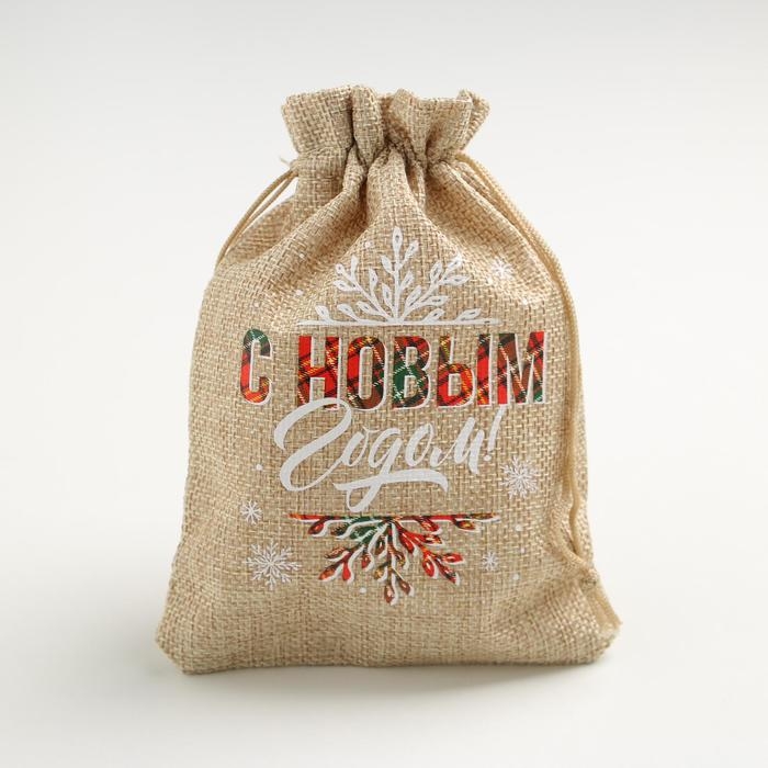 Мешок с термонаклейкой «С Новым годом», 13 х 18 см +/- 1.5 см, Новый год Мешок с термонаклейкой «С Новым годом», 13 х 18 см +/- 1.5 см, Новый год