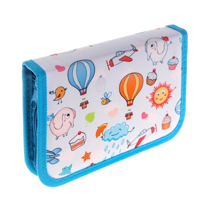 Пенал школьный Пенал школьный "Небо", 13 х 19,5 см, на молнии, 1 секция, с наполнением, ткань