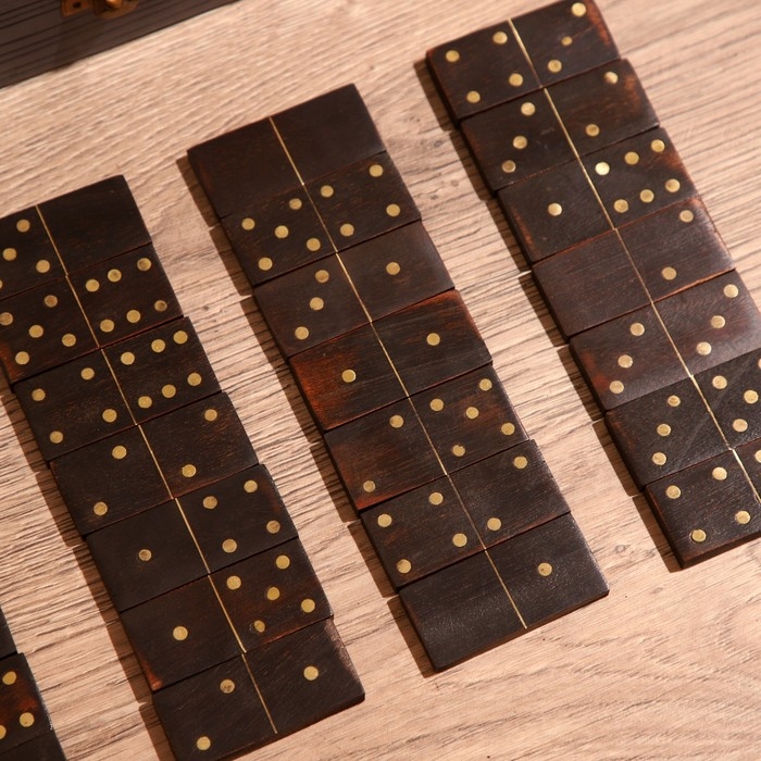 Игра настольная Игра настольная "Домино" в шкатулке 22х8,5х6,5 см, манговое дерево