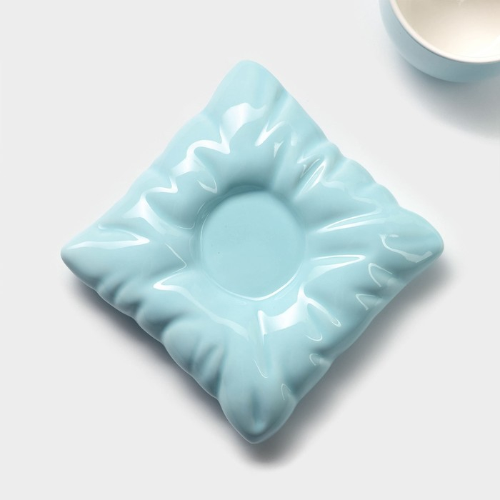 Чайная пара керамическая с ложкой «Зефирка», 2 предмета: чашка 250 мл, блюдце d=13 см, цвет голубой Чайная пара керамическая с ложкой «Зефирка», 2 предмета: чашка 250 мл, блюдце d=13 см, цвет голубой