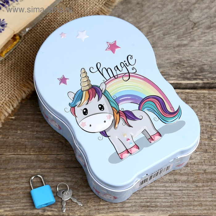 Копилка металл Копилка металл "Единорожек" с ключом 17х6х14