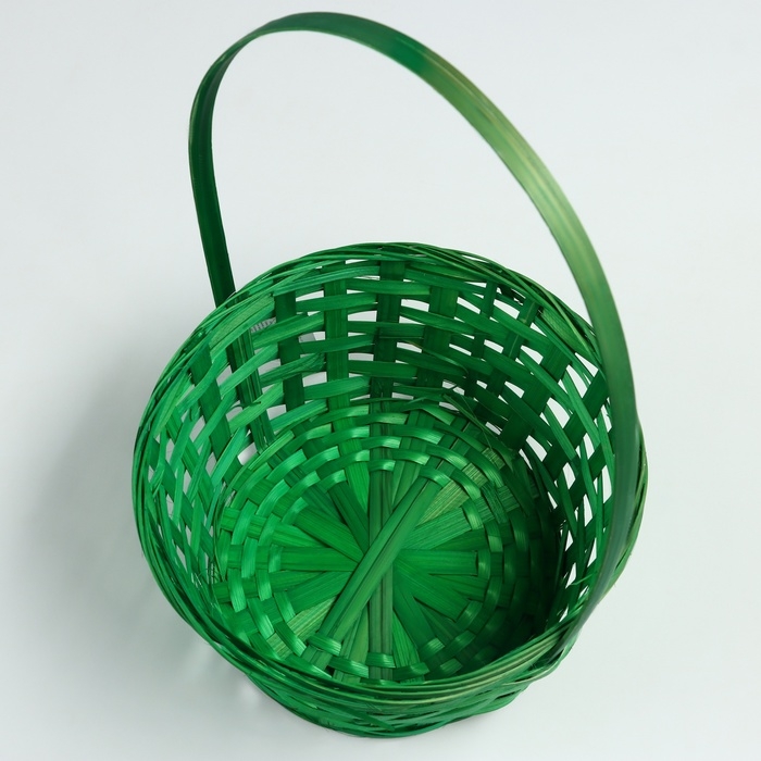Корзина плетеная, D21 х 10/34 см, зелёный, бамбук Корзина плетеная, D21 х 10/34 см, зелёный, бамбук