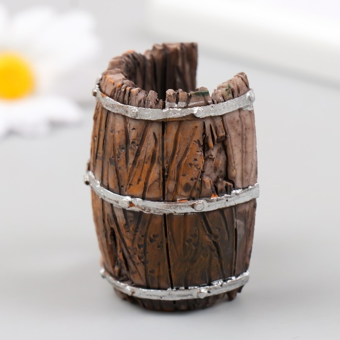 Фигурка для флорариума полистоун  Фигурка для флорариума полистоун "Разбитая бочка" 5х3,5х3 см