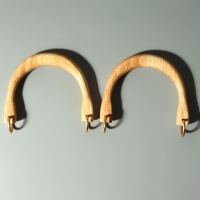 Ручки для сумки деревянные, с полукольцами, 10,3 × 8 см, 2 шт, цвет бежевый/золотой