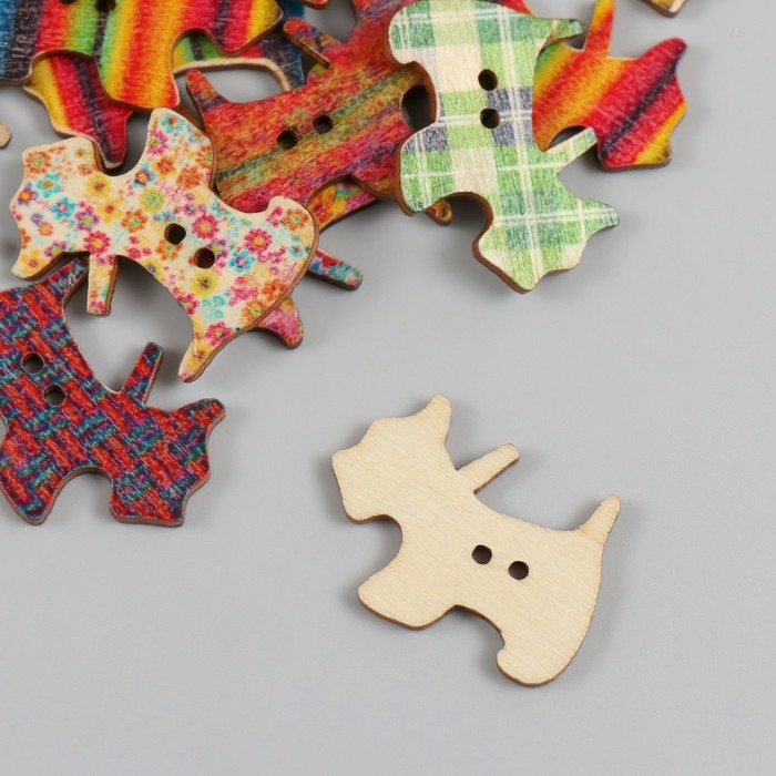 Пуговицы дерево для творчества 2 прокола Пуговицы дерево для творчества 2 прокола "Терьер" набор 20 шт 2,8х2 см