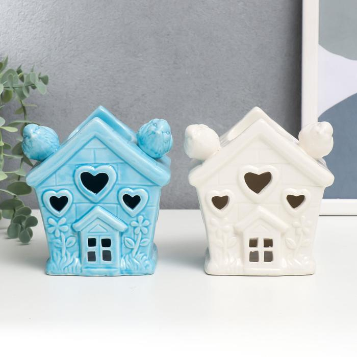 Аромалампа керамика Аромалампа керамика "Домик с птичками" МИКС 11,5х11х7,5 см