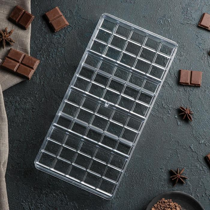 Форма для шоколада KONFINETTA «Плитка», 33×16,5×3 см, 4 ячейки, цвет прозрачный