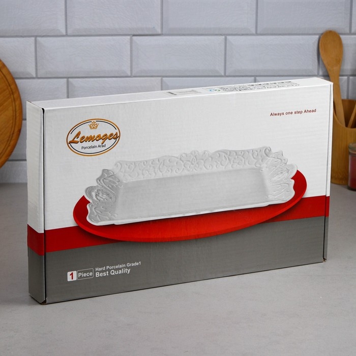 Блюдо Veronica Rectangular, белое, фарфор, Иран Блюдо Veronica Rectangular, белое, фарфор, Иран