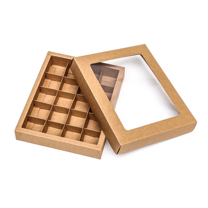 Коробка для 20 конфет, крафт, 17,7 х 22 х 3,5 см. Кондитерская упаковка Коробка для 20 конфет, крафт, 17,7 х 22 х 3,5 см. Кондитерская упаковка