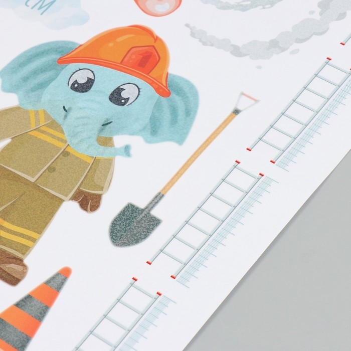 Наклейка интерьерная цветная ростомер  Наклейка интерьерная цветная ростомер "Пожарная машина" 50х70 см