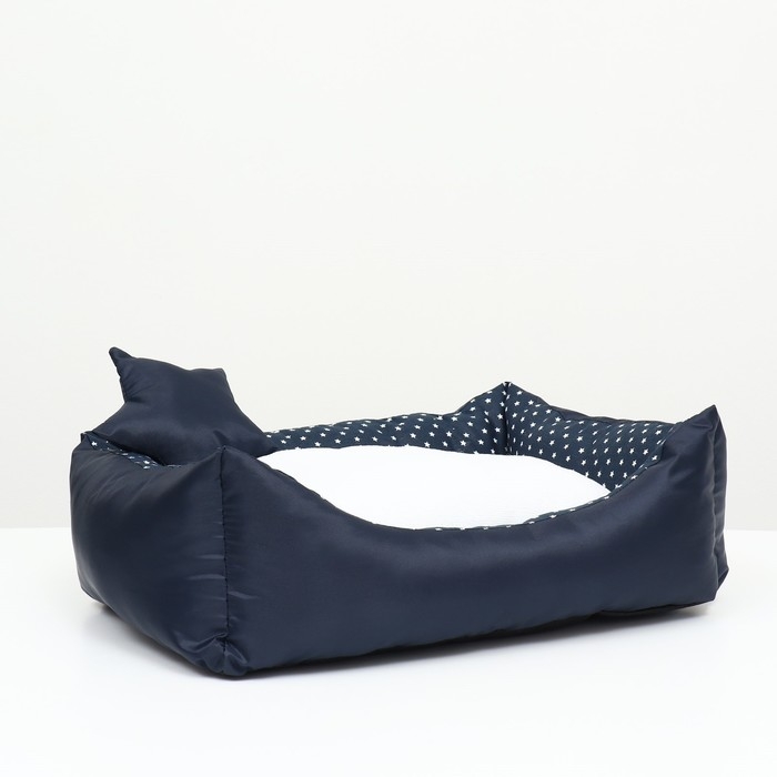 Лежанка со звездочками , 50 х 40 х 15 см, подушка из бязи, флиса, Лежанка со звездочками , 50 х 40 х 15 см, подушка из бязи, флиса,