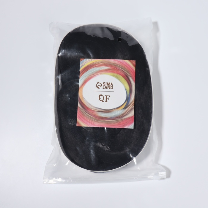 Парик искусственный, с чёлкой, имитация кожи, 60 см, цвет чёрный Парик искусственный, с чёлкой, имитация кожи, 60 см, цвет чёрный