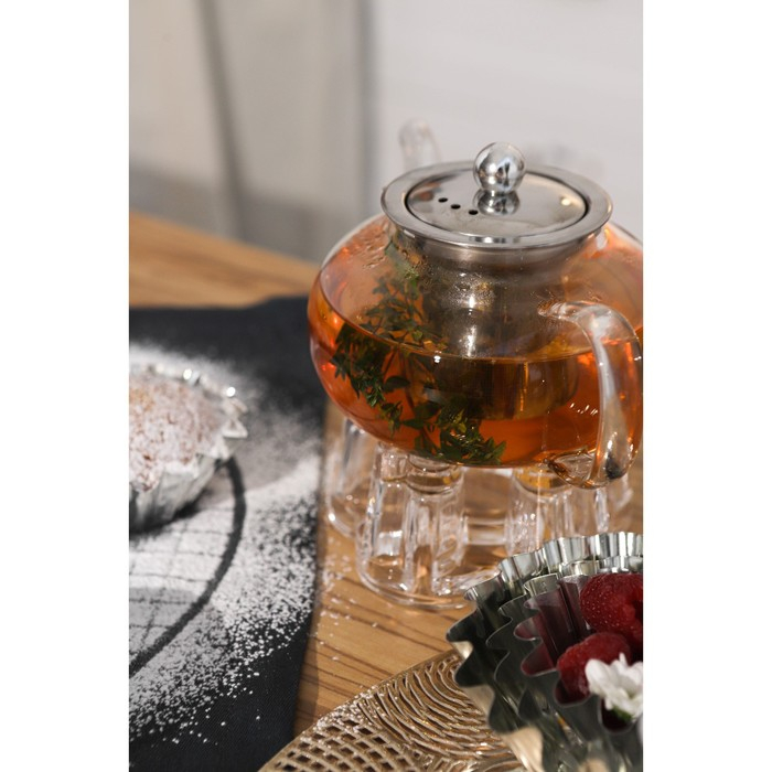 Чайник стеклянный заварочный с металлическим ситом Доляна «Калиопа», 600 мл Чайник стеклянный заварочный с металлическим ситом Доляна «Калиопа», 600 мл